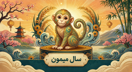 تصویر حیوان سال میمون در چرخه دوازده‌گانه